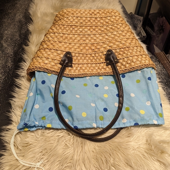 Straw beach or picnic bag tote purse - Picture 4 of 7